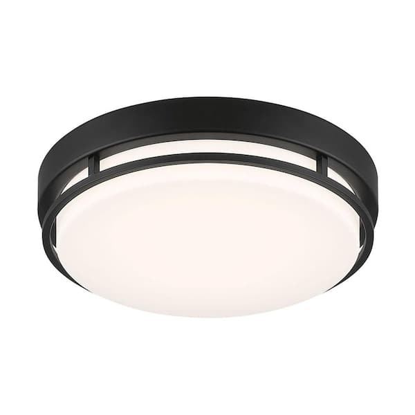 Noble 10 in. Matte Black Modern Integrated LED Flush Mount with Selectable CCT for Kitchens or Bedrooms