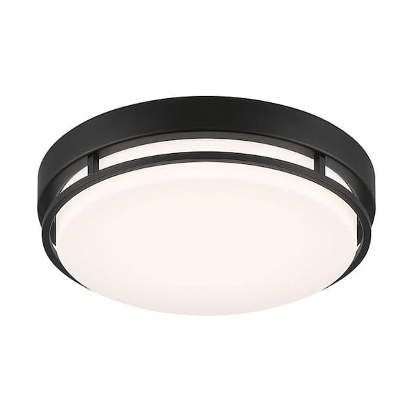 Noble 10 in. Contemporary Matte Black Selectable CCT Integrated LED Flush Mount for Kitchens