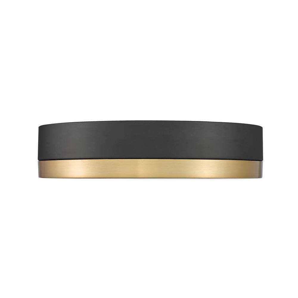 12" Matte Black and Modern Gold LED Drum Ceiling Light