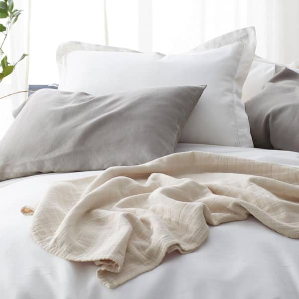 The Company Solid Washed White, 100 Linen Duvet Cover King Size