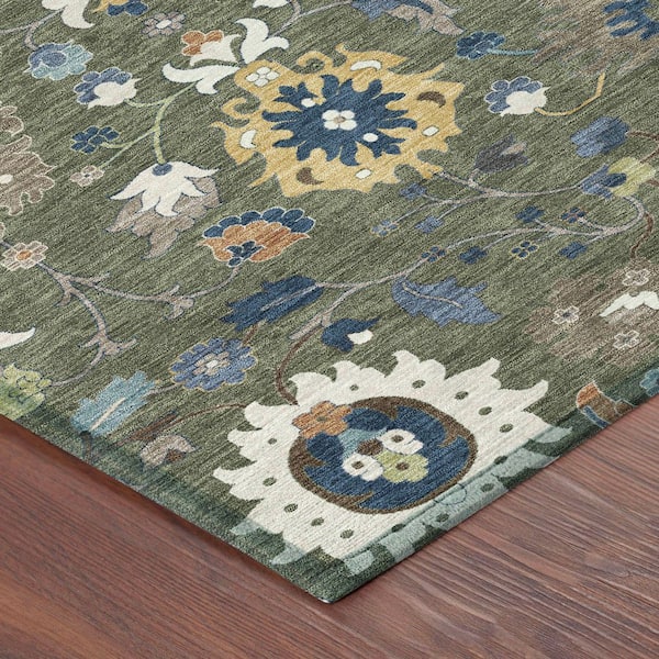 Chantille Machine Washable Indoor/Outdoor Abstract ACN2458 Olive 9 ft. x 12 ft. Area Rug