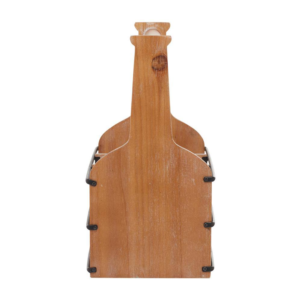 Rustic Brown Wood and Black Metal 6-Bottle Wine Rack