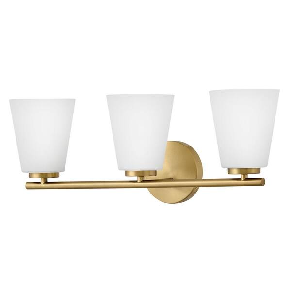 LARK - Bri 24.0 in. 3 Light Lacquered Brass Vanity Light