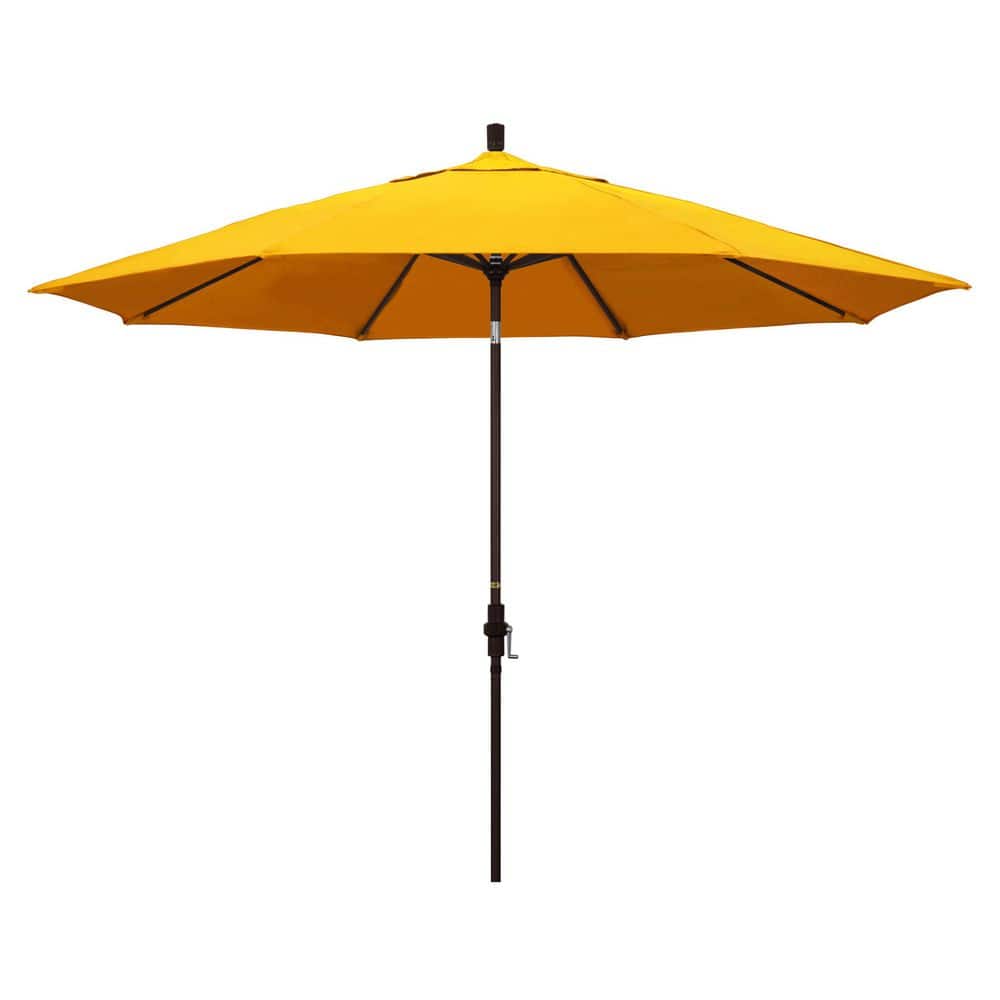 11 ft. Bronze Aluminum Market Patio Umbrella with Aluminum Ribs Collar Tilt Crank Lift in Sunflower Yellow Sunbrella price history on PriceWatchPro