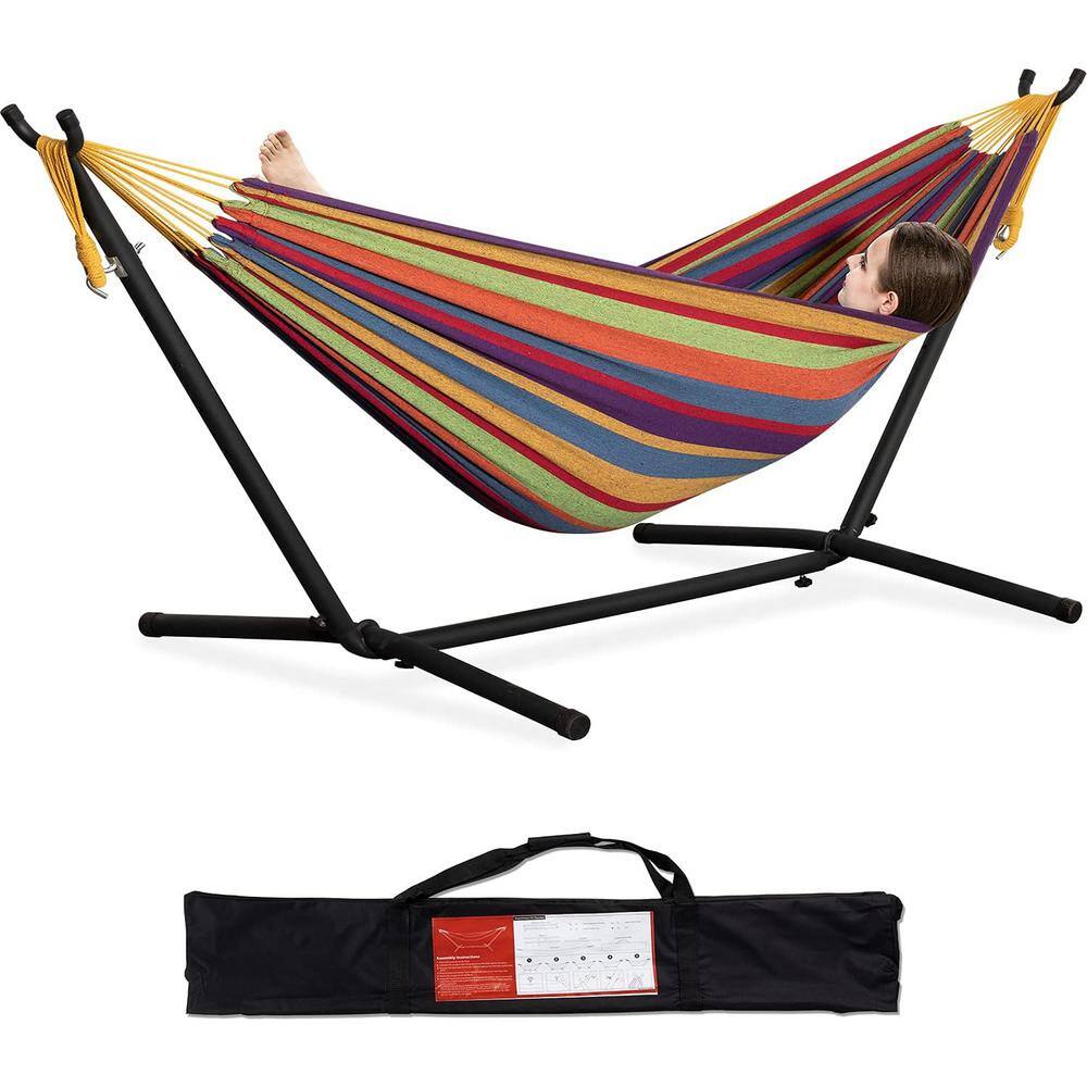 9 ft. 2-Person Heavy Duty Double Hammock with Space Saving Steel Stand, 450