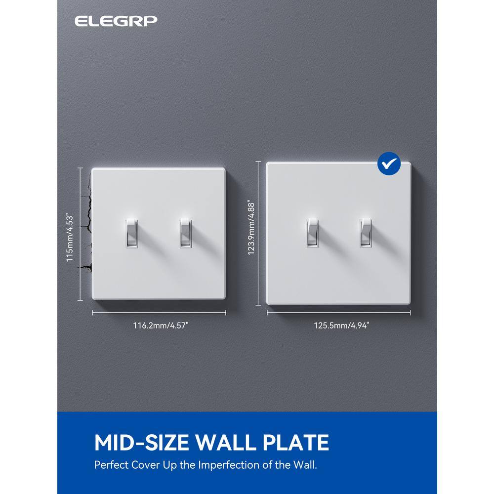 White 2-Gang Screwless Plastic Toggle Wall Plate Cover