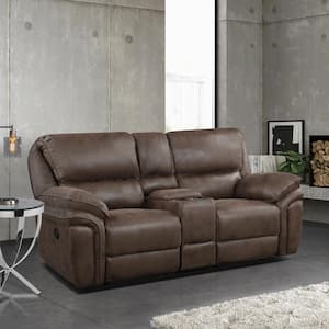 Arlo 79.5 in. W Brown Microfiber Manual Double Reclining Love Seat with Center Console