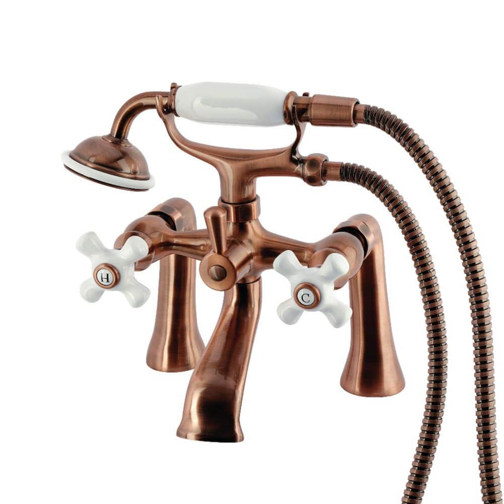 Kingston 3-Handle Deck-Mount Clawfoot Tub Faucet with Hand Shower in Antique Copper price history on PriceWatchPro