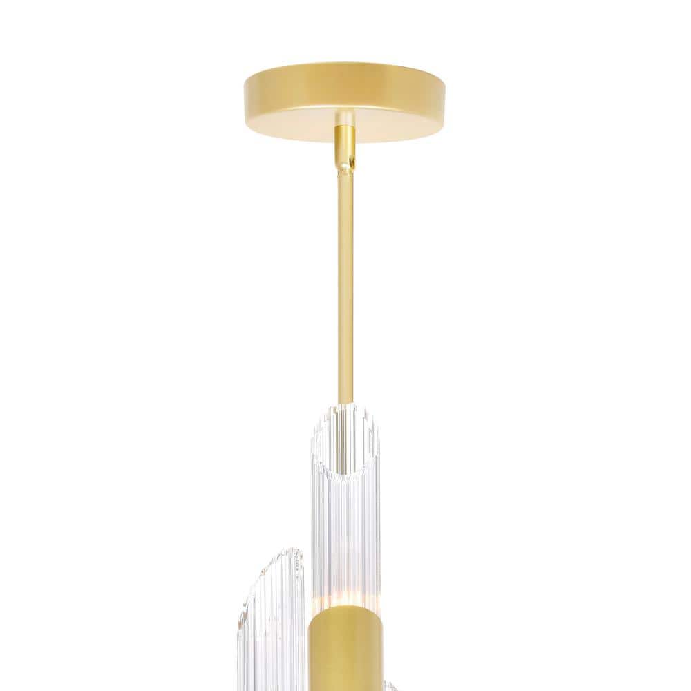 Elegant Mini Croissant 6-Light Gold Pendant with Glass Accents
