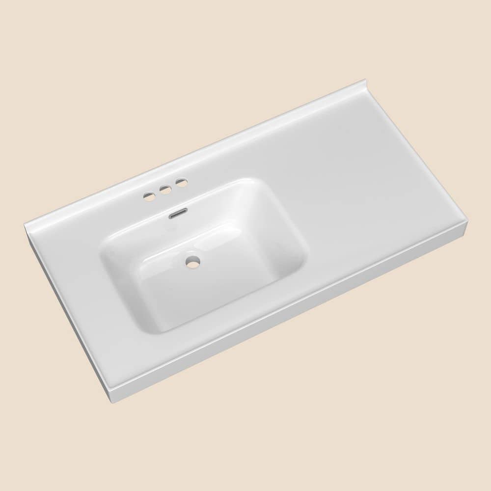 43 in. D x 22 in. W Solid Surface White Rectangular Single Sink Bath Vanity Top and Basin for 42 in. Bathroom Cabinet price history on PriceWatchPro