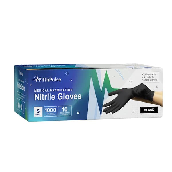 Small - Nitrile Gloves, Latex Free and Powder Free - Medical Examination Disposable Gloves - Black - (1000-Count)