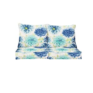 23 in. x 23.5 in. x 5 in. Deep Seating Indoor/Outdoor Loveseat Pillow and Cushion Set in Gardenia Seaglass