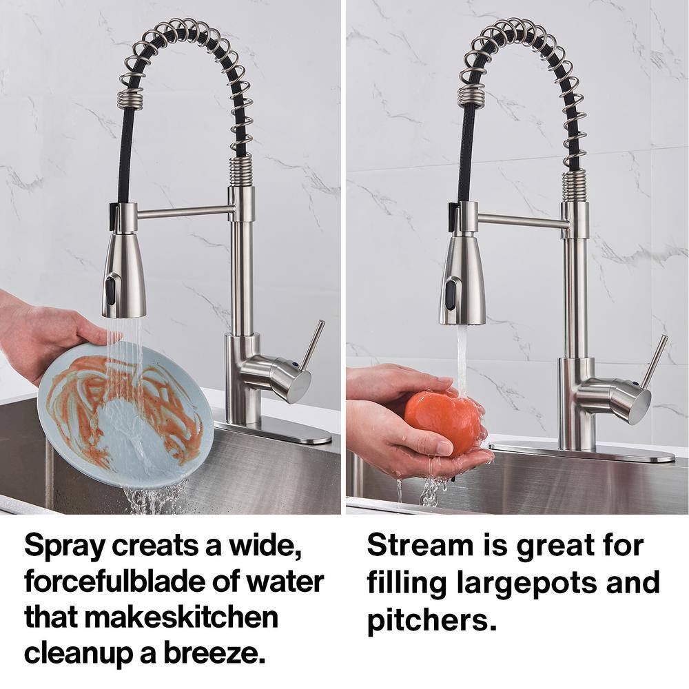 Brushed Nickel Touchless Pull-Down Kitchen Faucet with Spray