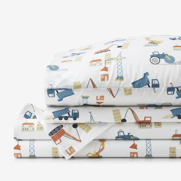 Company Kids City Builders Multi-Colored Organic Cotton Percale Queen Sheet Set