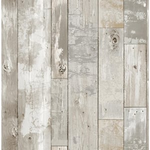 Samuel Light Grey Distressed Wood Light Grey Wallpaper Sample