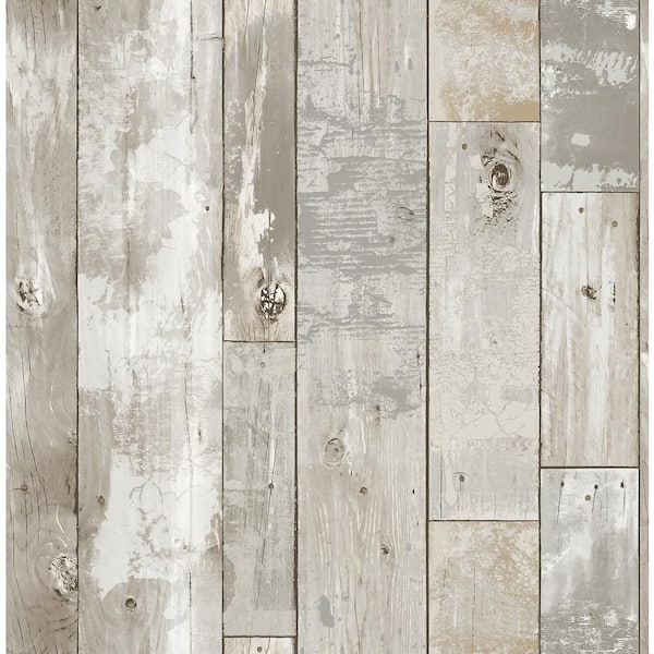 A-Street Prints Samuel Light Grey Distressed Wood Light Grey Wallpaper Sample
