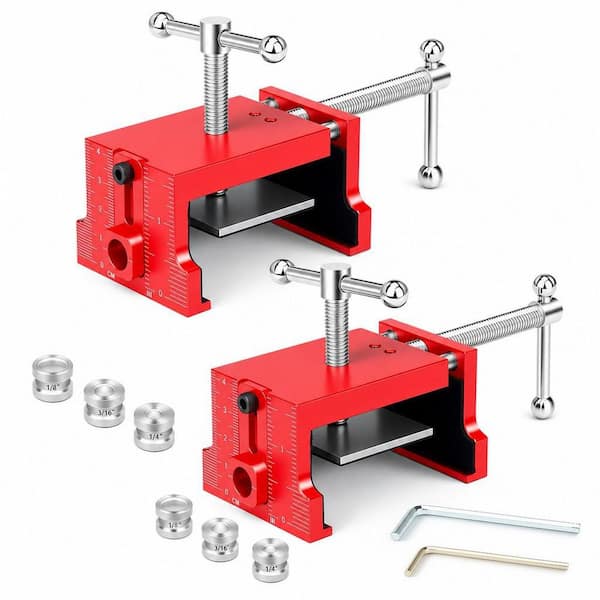 2-Pack Cabinet Clamps, Essential Cabinet Tools with 3-Sizes Hole Drilling Guide for Precise Alignment and Installation