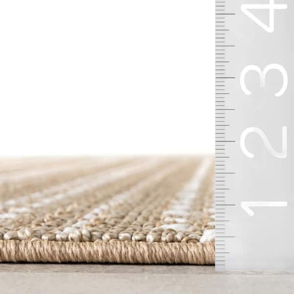 Frenshe Interiors Haylo Geometric Neutral 4 ft. x 6 ft. Indoor/Outdoor Patio Area Rug