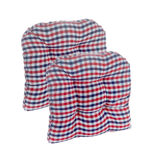 Unbranded Gripper Gingham Red, White & Blue 15 x 15 Universal Chair Cushion (set of 2)
