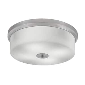 Ashland 17 in. 4 Light Brushed Nickel Flush Mount with White Marble Glass Shade No Bulbs Included