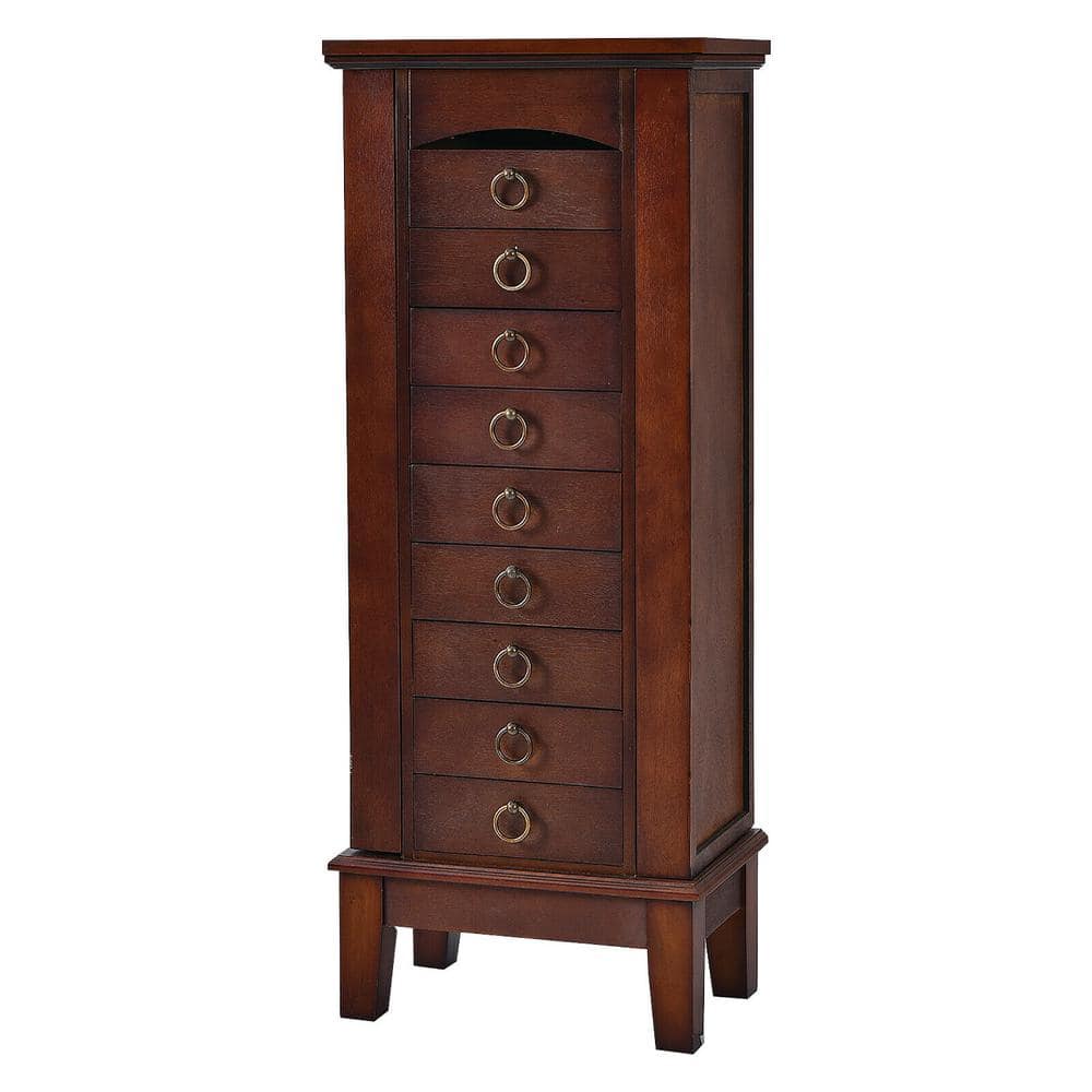 Costway Walnut Wooden Jewelry Box Cabinet Armoire Storage Box GHM0266 - The  Home Depot