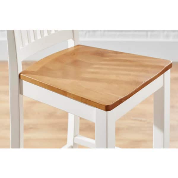 24 in. Scottsbury Ivory/Honey Wood Counter Stools with Slat Back and Honey Seat (Set of 2)