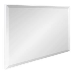 Rhodes 37 in. x 25 in. Classic Rectangle Framed White Wall Accent Mirror