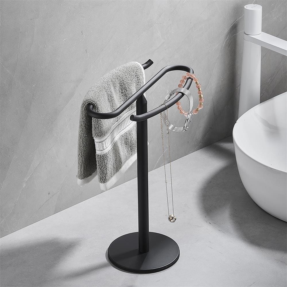 Black Stainless Steel Freestanding Countertop Towel Stand