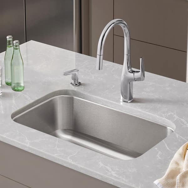 32 in. Stellar Undermount Stainless Steel 0-Hole Single Bowl Kitchen Sink in Satin Polished