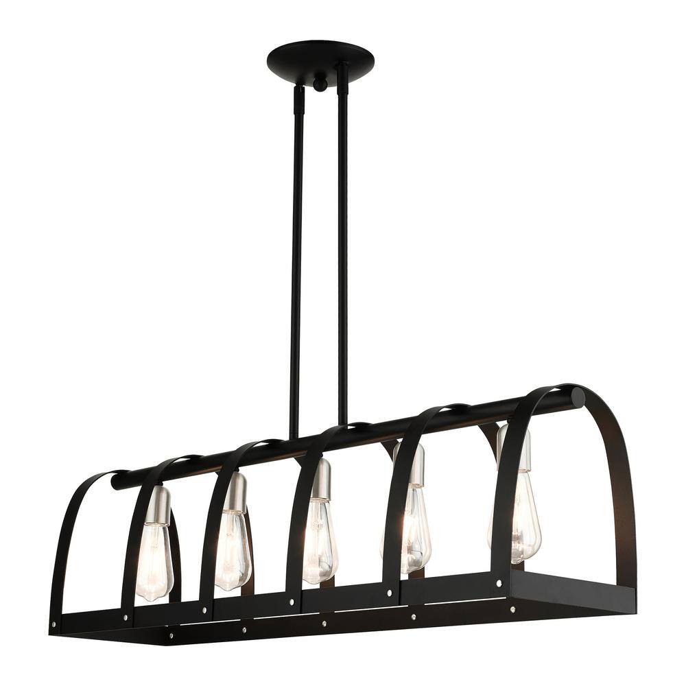 Black Linear Steel 5-Light Sputnik Chandelier