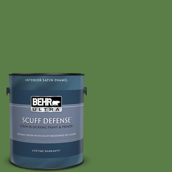 BEHR ULTRA 1 gal. #S-H-430 Mossy Green Extra Durable Satin Enamel Interior Paint & Primer