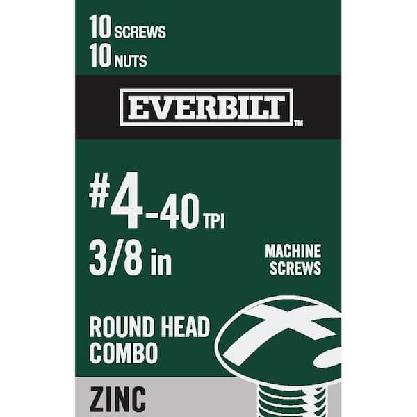 Everbilt #4-40 x 3/8 in. Phillips-Slotted Round-Head Machine Screws (10-Pack)