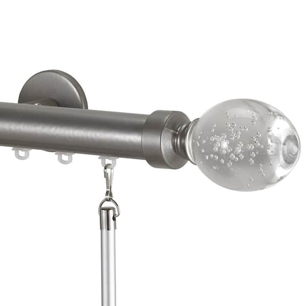 Art Decor Tekno 25 Decorative 132 in. Traverse Rod in Antique Silver with Trans Lu Finial