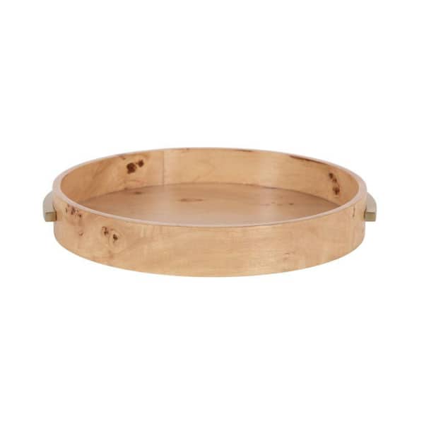 Burlock Natural Brown Round Wooden Decorative Tray