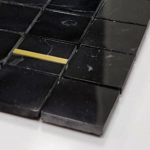 Black Marquina with Gold Metal 12 in. x 12 in. Natural Marble Peel and Stick Tile (5 sq. ft/Box)