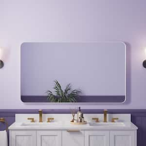 55 in. W x 32 in. H Rectangular Aluminum Framed Wall-Mounted Bathroom Vanity Mirror in White