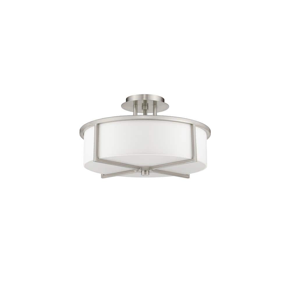 Wesley Brushed Nickel 3-Light Drum Ceiling Mount