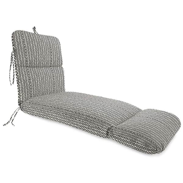 Jordan Manufacturing 74 in. x 22 in. Hatch Black Chevron Rectangular Knife Edge Outdoor Chaise Lounge Cushion with Ties and Hanger Loop