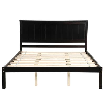 Queen Size Black Platform Bed Frame, Wood Bed Frame With Headboard Queen