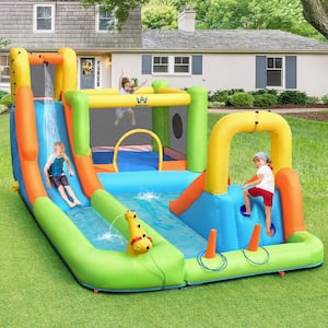 Inflatable Water Slide Park Bounce House Climbing Wall with 950-Watt Blower