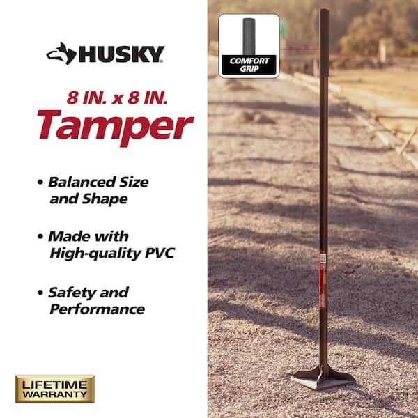 Husky 51 in. Steel Handle 8 in. x 8 in. Tamper 77335-949 - The