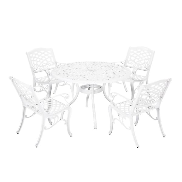 Phoenix White 5-Piece Aluminum Outdoor Patio Dining Set