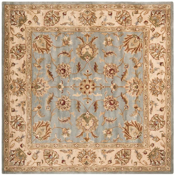 SAFAVIEH Royalty Blue/Beige 7 ft. x 7 ft. Square Border Area Rug