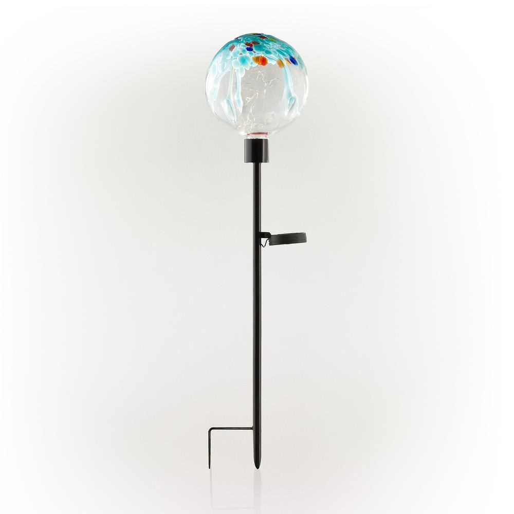 Multicolor Raindrop Splashes Glass Ball LED Garden Stake