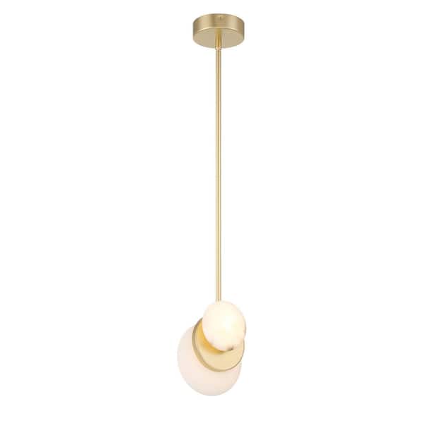 Zill 12-Watt 1-Light Lily Gold Round Integrated LED Mini-Pendant Light with Alabaster Glass Diffuser Shade