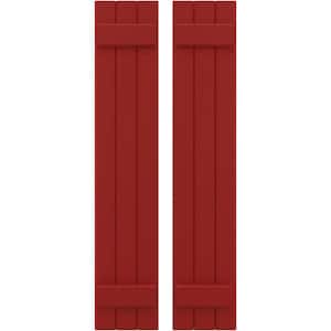 10-1/2 in. W x 33 in. H Americraft 3-Board Exterior Real Wood Joined Board and Batten Shutters in Fire Red
