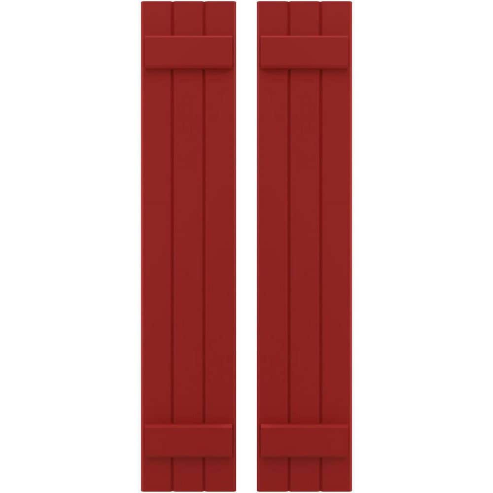 10-1/2 in. W x 68 in. H Americraft 3-Board Exterior Real Wood Joined Board and Batten Shutters in Fire Red price history on PriceWatchPro