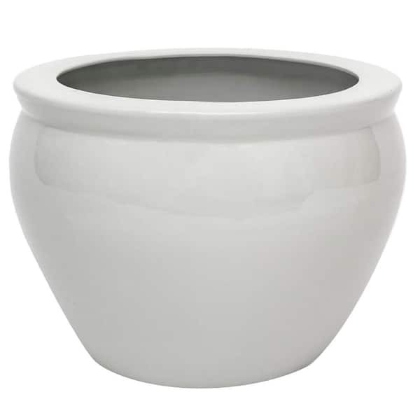 Oriental Furniture 20 in. White Porcelain Fishbowl