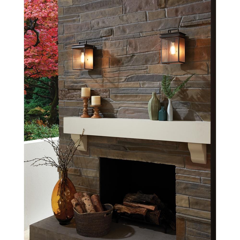 Glenview Rectangular Clear Glass 1-Light Antique Bronze Outdoor Pendant