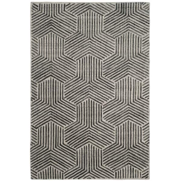 Mirage 6 ft. x 9 ft. Light Gray/Charcoal High-Low Geometric Area Rug
